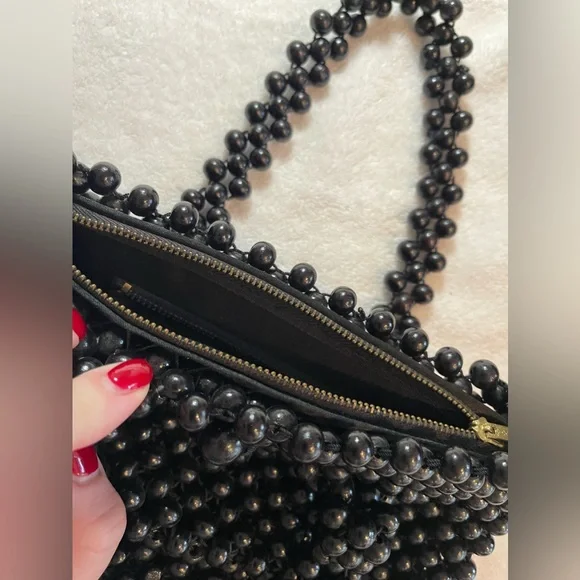 One of a kind black vintage beaded evening bag - Picture 3 of 8